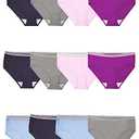 Fruit of the Loom Women's Eversoft Cotton Underwear Multipacks, Tag Free & Breathable, Low Rise Brief-Grey/Pink/Blue, Size 6