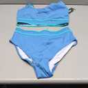 BMJL Women's High Waisted Bikini Ribbed Two Piece Swimsuit High Cut Color Block Adjustable Straps Bathing Suit L