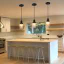 WILON Pendant Lights for Kitchen Island, Seeded Glass Mini Pendant Light Fixtures Farmhouse Pendant Lighting Metal Black Pendant Light Over Kitchen Island Sink Dining Table