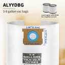 Universal 2-1/2" Port 5-8 Gallon Shop Vac Bags, ALYYDBG Type E 90661 9066166, Type H 90671 9067133; VF2004, VHBS VDBS High- Efficiency Disposable Vacuum Collection Filter Bags. 5 Pack