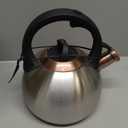 3.1 Quart Teal Whistling Tea Kettle for Stove Top, Food Grade Stainless Steel, Silver