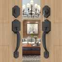 goldenwarm Double Front Door Lock Set, Oil-Rubbed Bronze Double Door Handlewith Dummy, Double Classic Front Door Hardware Set with Reversible Wave Handle Lever, Double Entry Door Lock Set