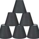 Lampwell Gero Black Clip-on Chandelier Lamp Shades Set of 6, 6" x 3" x H5", Mini Fabric Barrel Shades, For Candle Bulb and Small General Bulb