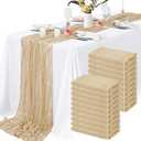 8 Pack Beige Cheesecloth Table Runner 10FT Long Boho Gauze Fabric Table Runner Vintage Rustic Sheer Runners for Wedding Party Bridal Baby Shower Table Decorations