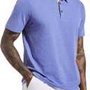 Men's Polo Shirts Short Sleeve Cotton Blend Moisture Wicking Dry Fit Performance Collared Golf Shirts for Men (Blue, XXL)