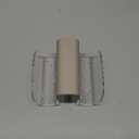 Spectrum Sink Saddle for Kitchen Sink Warm Gray Clear Sponge and Brush Holder Organizer, Dish Brush and Sponges Plastic Saddle Caddy for Double Sink Storage with Drain Holes for Quick Drying