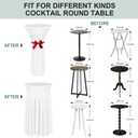 BDDC Cocktail Table Covers - 2 Pack 24"x 43" White Cocktail Table Tablecloth with Natural Wavy Round Skirt for Bar Wedding Party Banquet