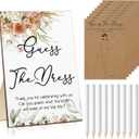 Seajan Guess The Dress Bridal Shower Game Wooden Sign Fun Bridal Shower Games Table Sign 50 Small Guessing Cards 50 Pencils for Guests Wedding Bachelorette Party Supplies (Boho Flowers)
