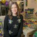 Womens Ribbed Pajama Sets Long Sleeve Top and Shorts Matching Lounge Set Loungewear Sweatsuit with Pockets (Small, Mardi Gras Mask)