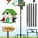 Bird Feeder Pole  75 Inch Height Bird House Pole with 1-Inch Dia Heavy Duty for Birdfeeders, Feeding Stand with Mount Kit for Outdoor, Slip-Fit Connection, Black