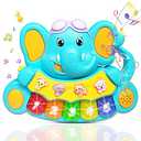 Baby Piano Toys 6 to 12 Months Early Learning Baby Girl Toys 6 to 12 Months Elephant Piano Keyboard Toys Infant Toys for 6-12-18 Month Light Up Music Baby Toys Infant Gifts for 1 Year Old Boys Girls