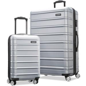 Samsonite Omni 2 Hardside 2 Piece Set - Includes Global Carry-On & Large Checked Suitcases - 360 Dual Spinner Wheels - Integrated TSA Lock & Expansion  - Arctic Silver