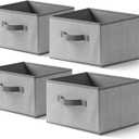 EITMOW 12inch Storage Baskets, Woven Fabric Bins, Storage Cubes with Reinforced Handles, Organizer Bins for Closet Shelves, Foldable, for Clothes (Gray, 4PCS/12*12inch)