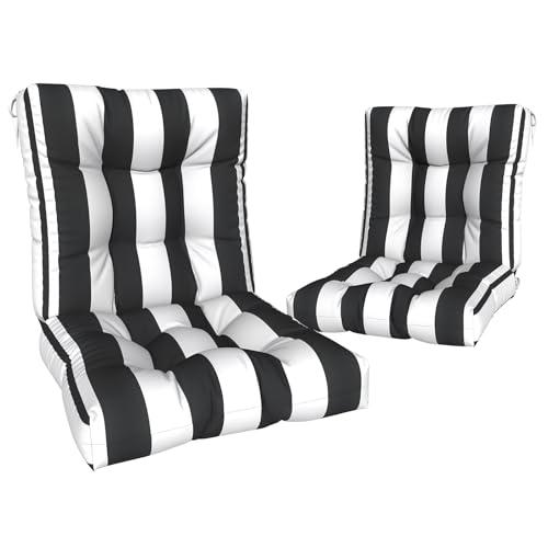 Melody Elephant Outdoor Chair Cushions, Tufted Back Patio Furniture Cushions Set of 2, Water Repellent Wicker Chair Cushion for Home Garden, 42x21x4 Inch, Cabana Black