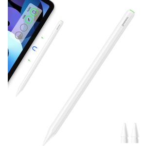GD13 iPad Pencil 2nd Generation With Magnetic Wireless Charging, Stylus Pen for Apple iPad Pro (11/12.9 Inch), Air 4th/5th Gen, Mini 6th Gen - White