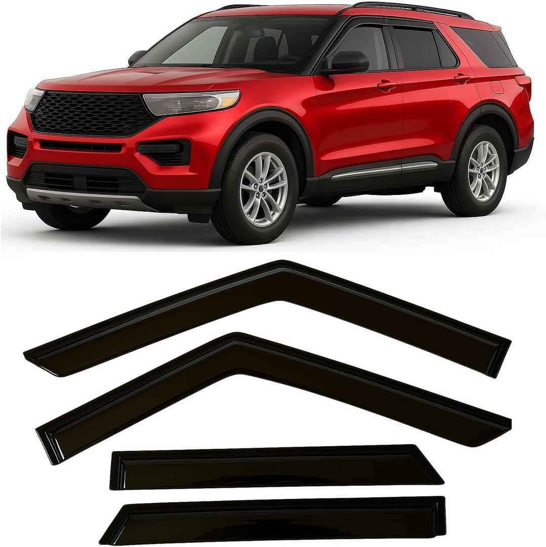 2020-2026 Tape-On Rain Guards for Ford Explorer Extra Thick Side Window Visor Deflectors XLT Limited Timberline ST King Ranch Platinum 2021 2022 2023 2024 2025