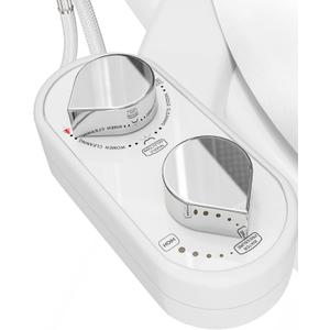 CLEAR REAR Bidet Attachment for Toilet Seat - Non-Electric, Self-Cleaning Dual Nozzle, Adjustable Water Pressure, Rear & Feminine Wash, Toilet Bidet Hygienic Bathroom Upgrade (White)
