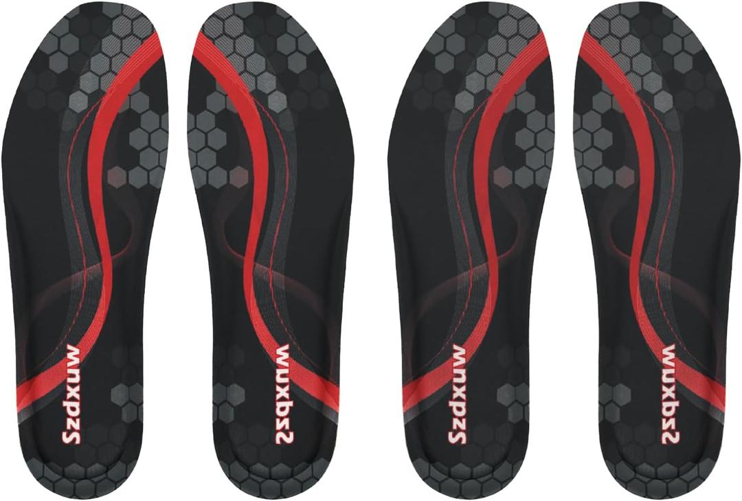 Pair of 2 Memory Foam Insoles for Women and Men - Cut to Insoles, Cushioning Comfort Soft Insole for Sports Shoes, Sneakers, Walking Boots, Work Shoes Replacement Shoe Inserts, Black Women