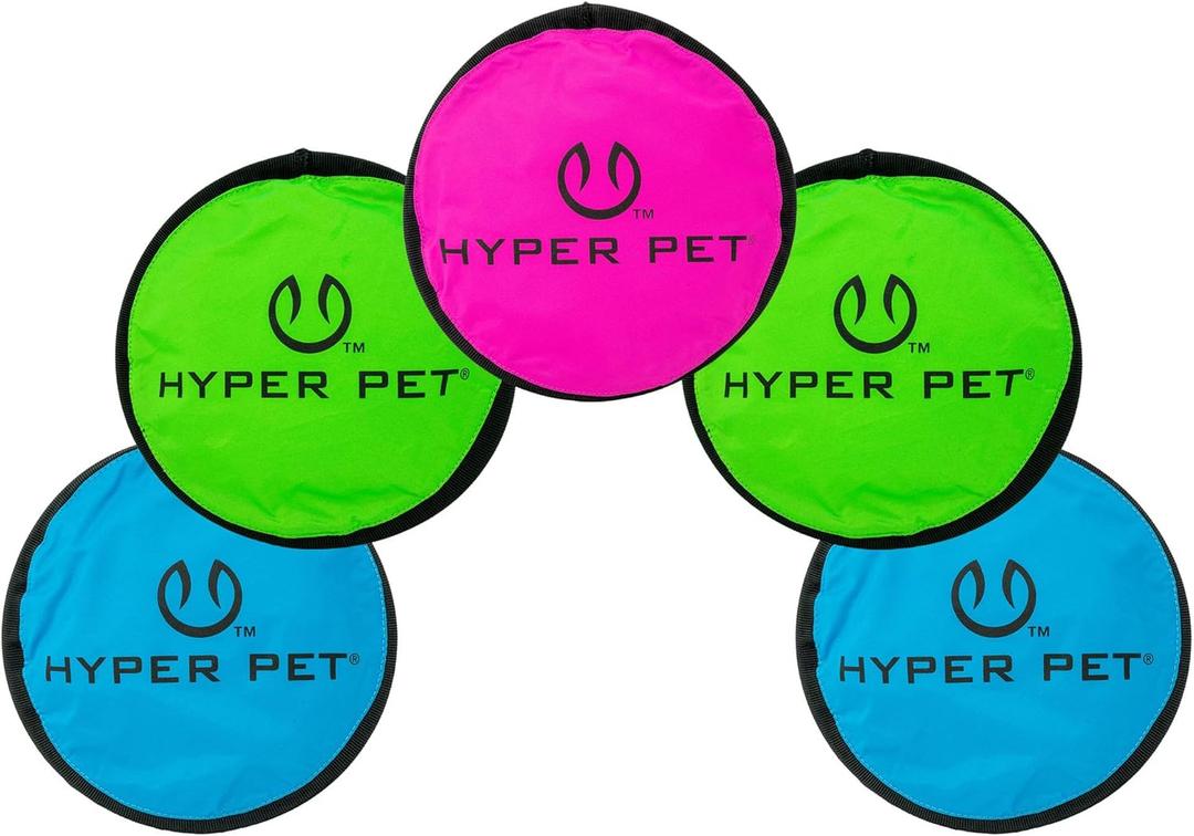 Hyper Pet Flippy Flopper 9" Flying Disc Soft Dog Toy, Floats in Water & Safe on Teeth, for All Breeds, Pack of 5 