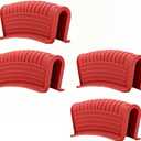 4 Pcs Silicone Assist Hot Pan Handle Holder, Hot Skillet Handle Covers, Pot Holder Sleeve, Non-Slip Heat Resistant Pan Grip Cover for Cast Iron Woks Frying Pans Griddles Casserole - Red