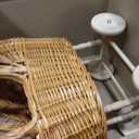 Wicker Carriage,Woven Rattan Stroller Shaped Flower Basket,Natural Willow BranchesUsed for Welcoming Infants, Wedding Parties, Home Decor, Floral Decoration, 21.85x14.37x8.86 inches
