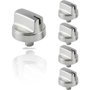 Allstare WB03X29354 Stove knobs Replacement for GE Stove Parts Stainless Steel Gas Cooktop Knobs PGP7030SL1SS PGP7036SL1SS GE Cafe Range Parts Burner Control Knob Oven Knobs 5 Pcs