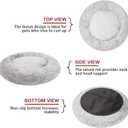 Bedfolks Calming Donut Dog Bed, 36 Inches Round Fluffy for Large Dogs, Anti-Anxiety Plush, Machine Washable (Dark Grey, Large)