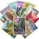 LIAUMO 12pcs Travel Middle Earth Landscape Posters, Nordic Painting Wall Art Collage Kit, Home Bar Office Decal, Birthday Holiday Gifts Unframed paper 11.2x16.5inch
