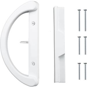 HOME MASTER HARDWARE Patio Sliding Glass Door Handle Set, Non-Keyed Sliding Patio Door Handles Replacement, White Diecast Slider Door Handle Fits 3-15/16 Hole Spacing for Mortise Style,1 Set