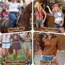 XZQTIVE Western Belt for Women, Cowgirl Cowboy Suede Leather Belt for Jeans Pants, Country Belts with Vintage Buckle (Beige) Fits Waist 31"-36"