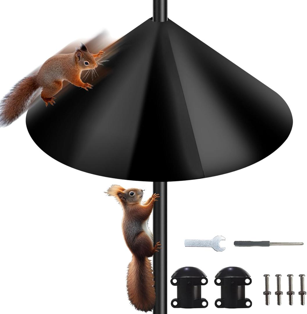 Squirrel Baffle,Pole Mount Squirrel Guard Stopper for Outdoors Bird Feeder Pole,Used for Bird Feeding Poles,(Black 19inch-1Pack)