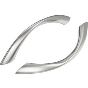 Goldenwarm 10 Pack 3-3/4 Inch Brushed Nickel Cabinet Pulls Arch Twisted Silver Drawer Handle, 96mm Hole Center, Zinc Alloy Dresser Handles for Cabinet Cupboard Bathroom
