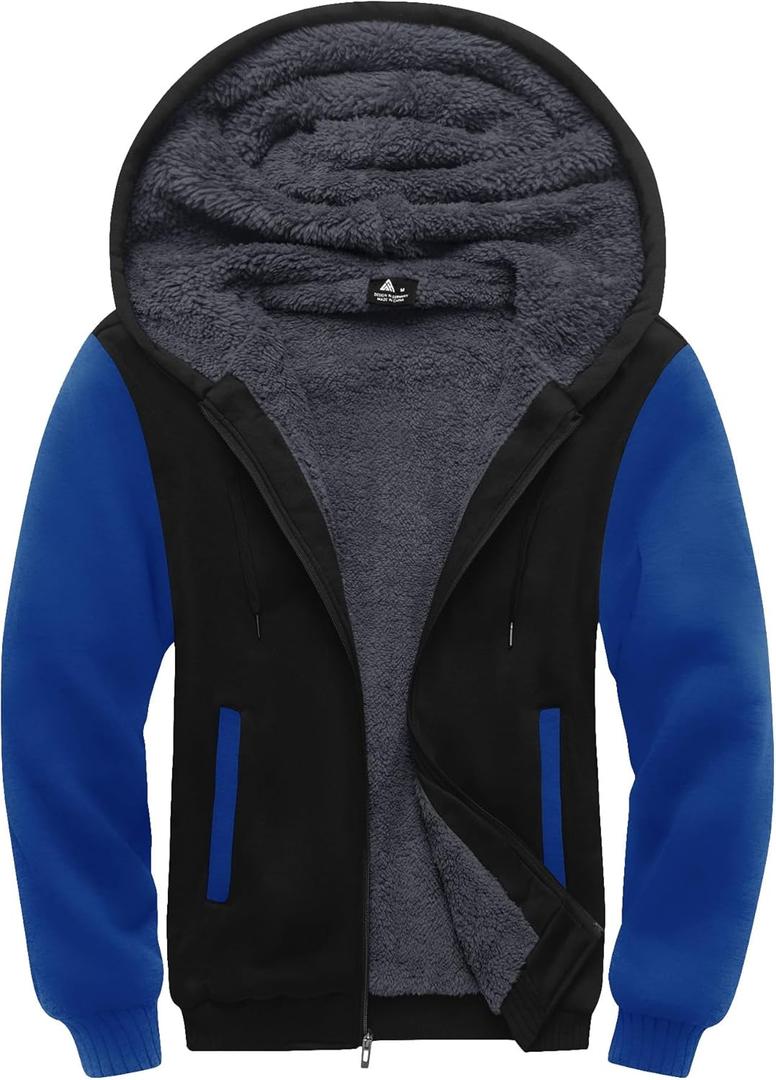 SCODI Hoodies for Men Heavyweight Fleece Sweatshirt - Full Zip Up Thick Sherpa Lined Hooded Jacket (XXL)