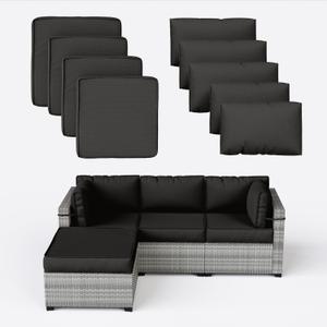 9 Pcs Outdoor Patio Cushions Covers Replacement Waterproof with Zipper for 5 Pcs Patio Furniture Set, Covers Only