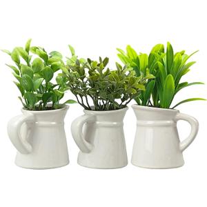 Cutepet 3 Pack Artificial Plants Small Fake Plants, Mini Faux Plants Indoor/Outdoor Potted Plant,Artificial Greenery for Home Office Bathroom Table Decoration