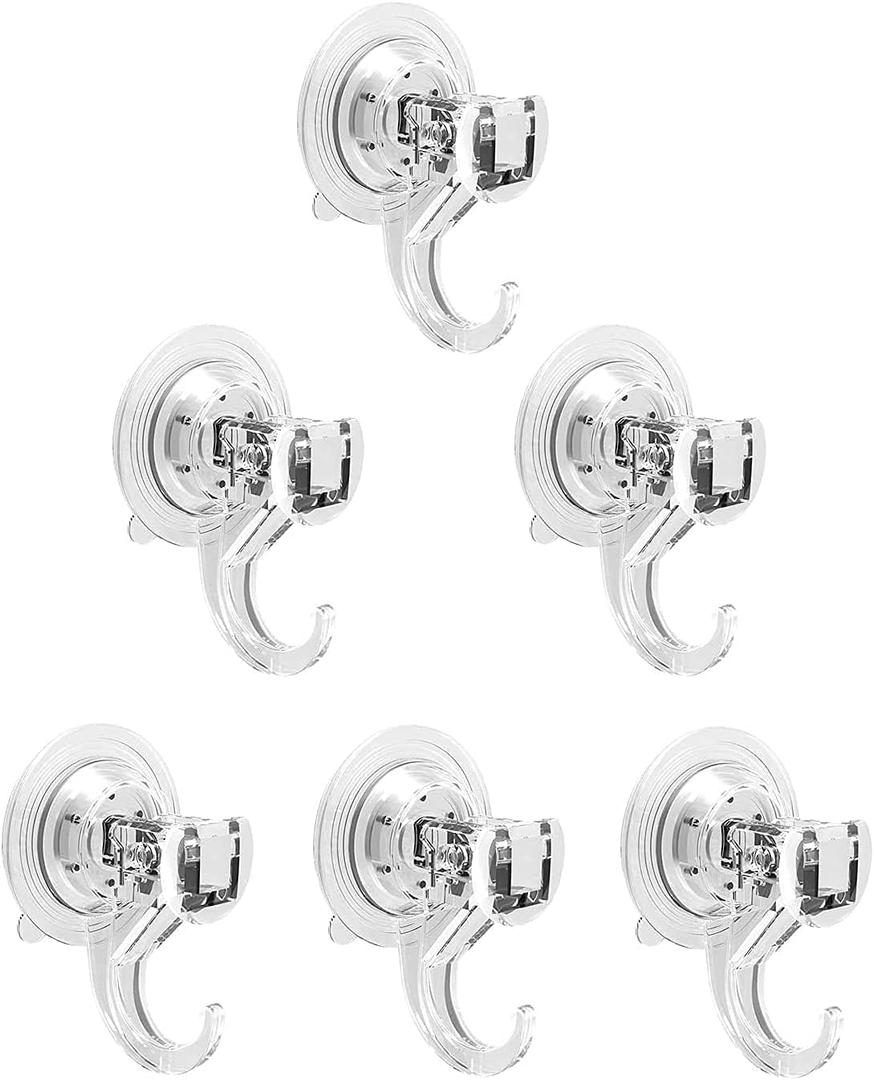 Quntis Wreath Hanger 6 Pack - Clear Plastic Suction Cup Hooks, Reusable, Waterproof Vacuum Suction Hooks for Shower Wall, Window, Towel, Loofah, Soap Bag, Christmas Decor