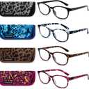 EYEGUARD Blue Light Reading Glasses 4 Pack Fashion Spring Hinge Readers for Women Computer Eyeglasses +2.25