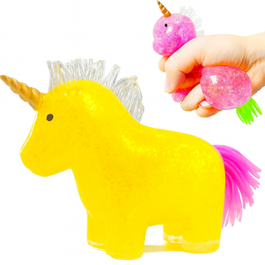 3 Pack Unicorn Stress Relief Balls | Squishy Dough Ball for Party Favors and Adults, Animal Squish Stress Balls for Vase Filler and Home Decoration | Stretch, Pull, Squishy Squeeze Stress Ball (Green)
