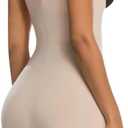 SHAPERX Women's Shapewear Bodysuit Smoothing Tummy Control Body Shaper with Adjustable Straps Comfortable Mid-Thigh Shorts (Beige, XL)