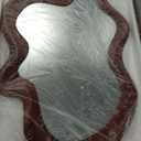 30"x 14" Irregular Wall Mirror, Wooden Walnut Framed Wall Asymmetrical Wavy Wall Mirror for Living Room Bedroom Entryway Bathroom Modern Decorative Mirror with Hanging Hooks