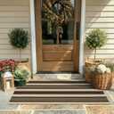 KIMODE Front Door Mats 24"x51", Black and Khaki Striped Layered Door Mats Outdoor,Machine Washable Farmhouse Front Porch Rug Decor, Spring Decorations Cotton Hand Woven Entryway Rug for Doorway