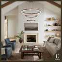 3 Ring Chandelier Modern LED Pendant Light for Dining Room Circular Round Chandelier Dimmable with Remote Control Flush Mount High Ceiling Lights for Staircase Entryway, 24 Inches 3000K-6500K