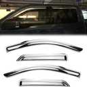 94528Y Chrome Side Window Visor Wind Vent Deflector,4pc Outside Mount Style Sun Rain Guards for 14-18 Chevy Silverado/GMC Sierra 1500&2500HD&3500HD with Double/Extended Cab