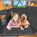 URPOWER Back Seat Extender for Dogs - Hard Bottom Dog Car Seat Cover Holds 420 lbs, Waterproof Dog Hammock Dogs Bed for Cars, SUVs & Small Trucks, Pet Backseat Protector with Mesh Window & Large Space, M, Black