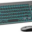 Wireless Keyboard and Mouse Ultra Slim Combo, TopMate 2.4G Silent Compact USB 2400DPI Mouse and Scissor Switch Keyboard Set with Cover, Batteries Included, for PC/Laptop/Windows/Mac  Gray Black