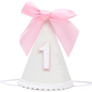 Pink Bow 1/2 Birthday Hat- Pink half Birthday hat, Princess 1st Birthday Supplies,Half Birthday Decorations for Girls