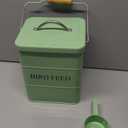 Bird Seed Storage Container Airtight,5~6LB Metal Bird Food Container with Scoop,Wild Bird Seed Tin for Storing Sunflower Seed-Ideal for Outdoor or Indoor-Squirrel proof -Green