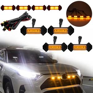 4pcs Super Bright Led Grille Lights, 12V Amber Shell Waterproof Grille Led Lights with Harness Wire Fit for Toyota Tacoma TRD Pro