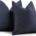 ZWJD Navy Pillow Covers 16x16 Set of 2 Chenille Throw Pillow Covers with Elegant Design Soft and Luxurious Decorative Throw Pillows for Couch, Bed, and Home Decor