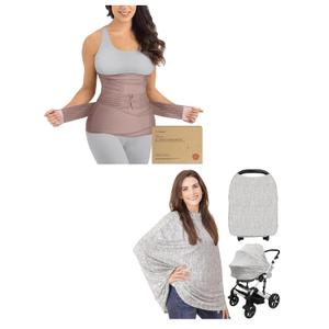 KeaBabies 3 in 1 Postpartum Belly Support Recovery Wrap and Baby Car Seat Cover - Postpartum Belly Band - Car Seat Covers for Babies - Postpartum Waist Belt